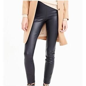 J.Crew Collection Black Leggings Leather High-Waisted Skinny Pull-On Size 4 NEW